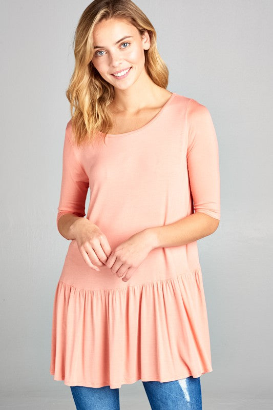 SOLID BABY DOLL TUNIC TOP