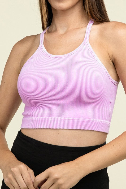 Washed Ribbed Seamless Cropped Cami Top