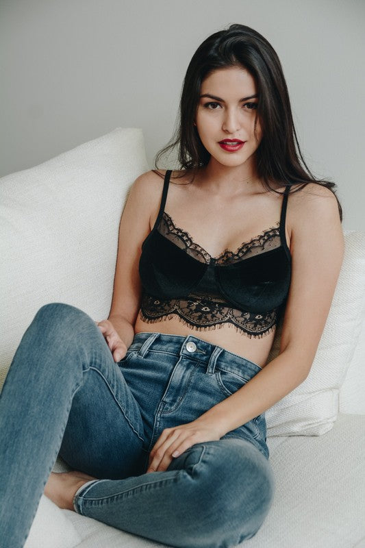 Velvet and Lace Half Cami