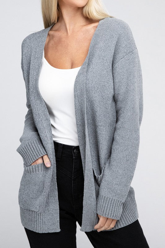 Melange Open Front Sweater Cardigan