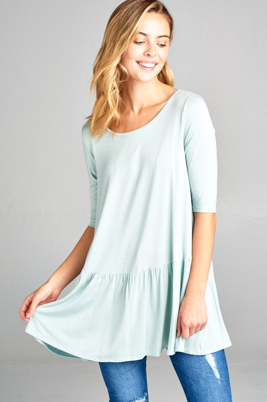 SOLID BABY DOLL TUNIC TOP