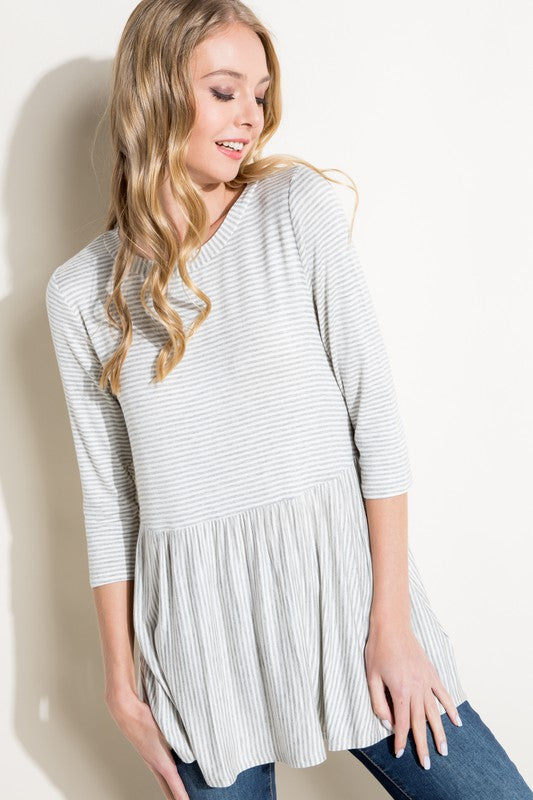 PIN STRIPE TUNIC BABYDOLL TOP