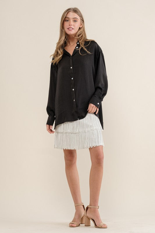 LIGHT SATIN BUTTON DOWN SHIRT