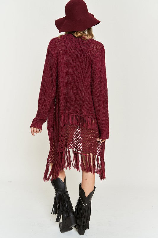 FRINGE KNIT CARDIGAN PLUS