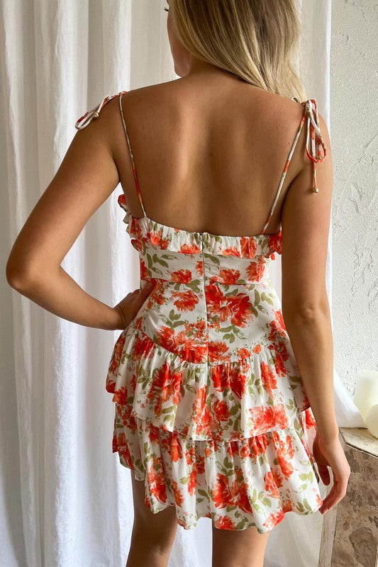 Floral Printed Tiered Mini Dress