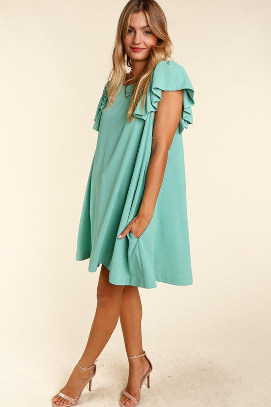 PLUS SOLD WOVEN DRESS WITH SIDE POCKETS