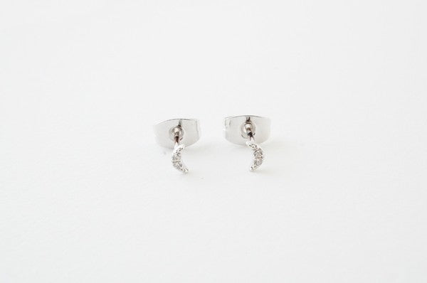 Mini Moon Crystal Stud Earrings