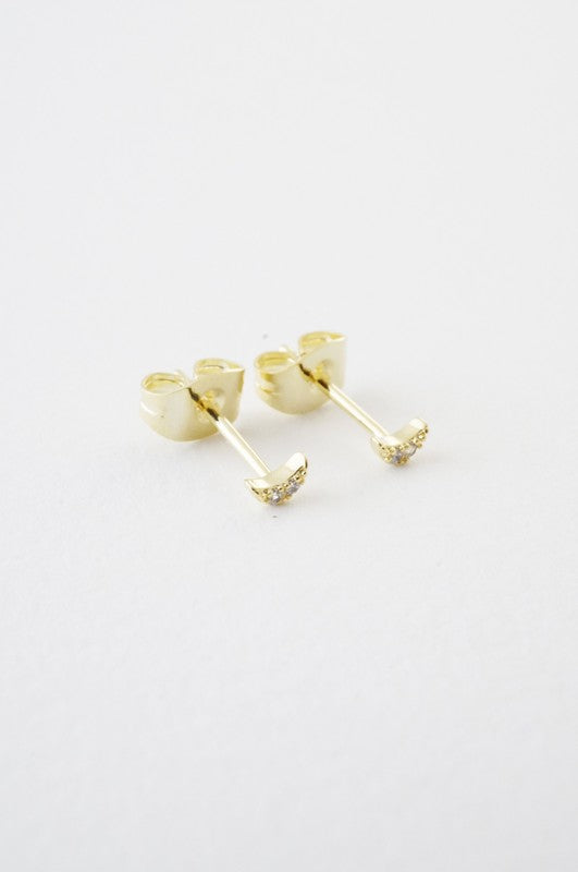 Mini Moon Crystal Stud Earrings