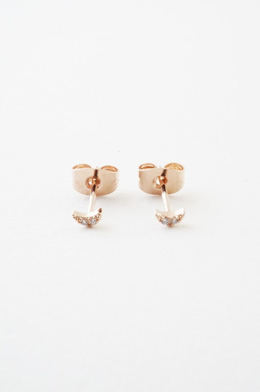 Mini Moon Crystal Stud Earrings