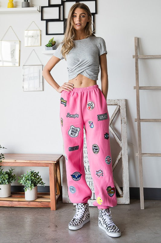 Hight waist Multi Patches Jogger Pants