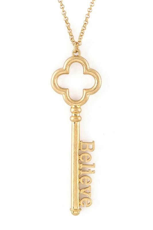 Believe Key Pendant Necklace Set