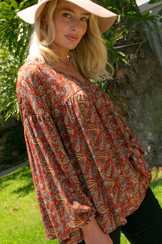 PAISLEY BABY DOLL TOP