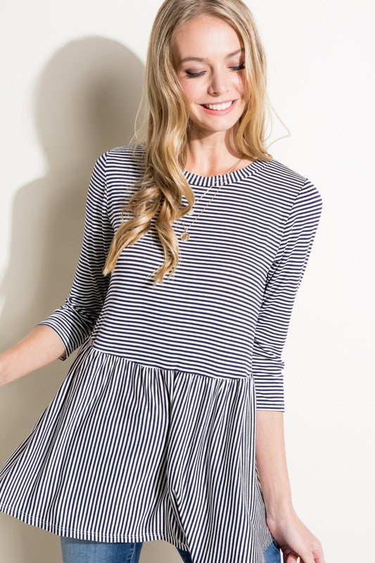 PIN STRIPE TUNIC BABYDOLL TOP