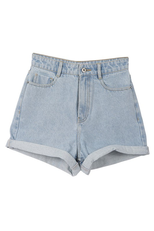 Roll up denim shorts