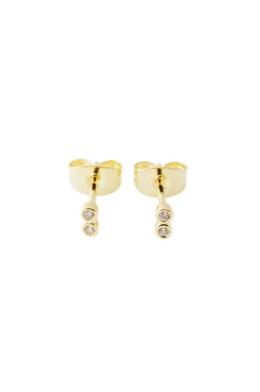 Double Tiny Crystal Bezel Stud Earrings