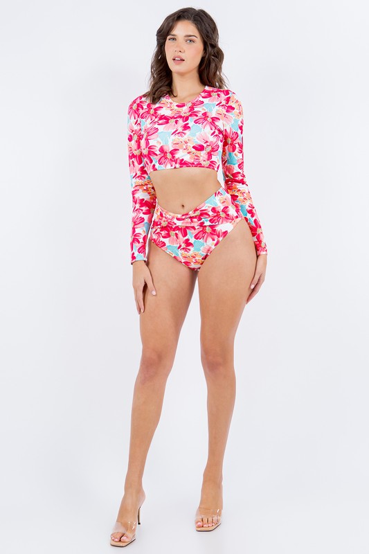 TWO PIECE FLORAL PRINTS LONG SELEEVES