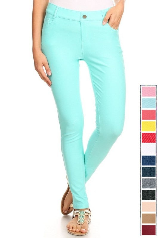 Cotton-Blend 5-Pocket Skinny Jeggings