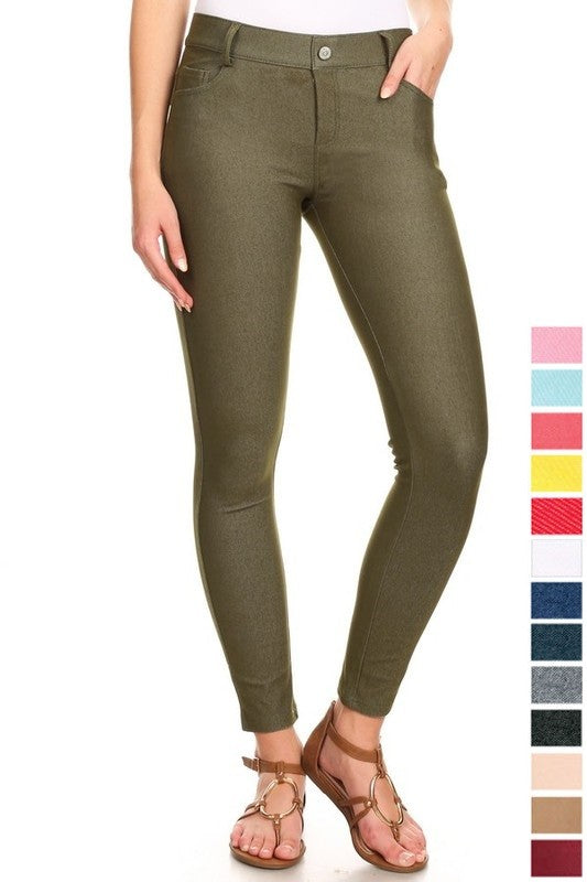 Cotton-Blend 5-Pocket Skinny Jeggings