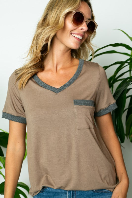 SOLID V NECK TOP