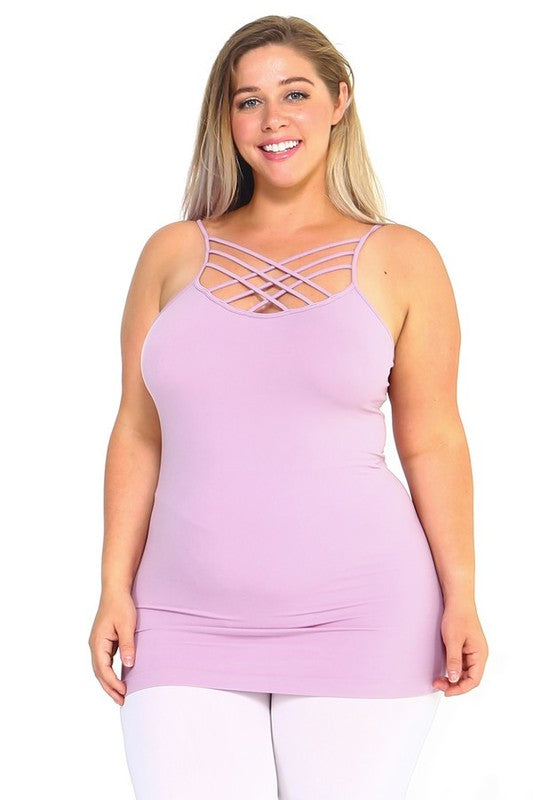 Womens Seamless Triple Criss-Cross Front Cami