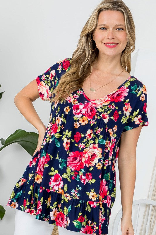 ALLOVER FLORAL PRINT BABYDOLL TOP