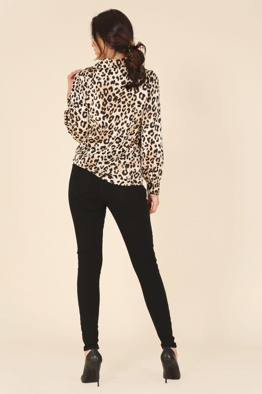 Satin leopard blouse