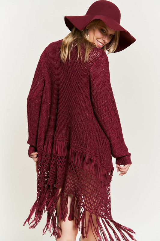 FRINGE KNIT CARDIGAN PLUS