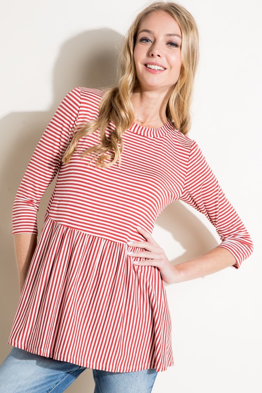 PIN STRIPE TUNIC BABYDOLL TOP