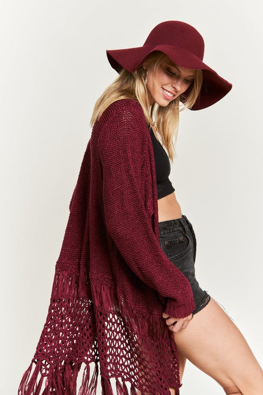 FRINGE KNIT CARDIGAN PLUS