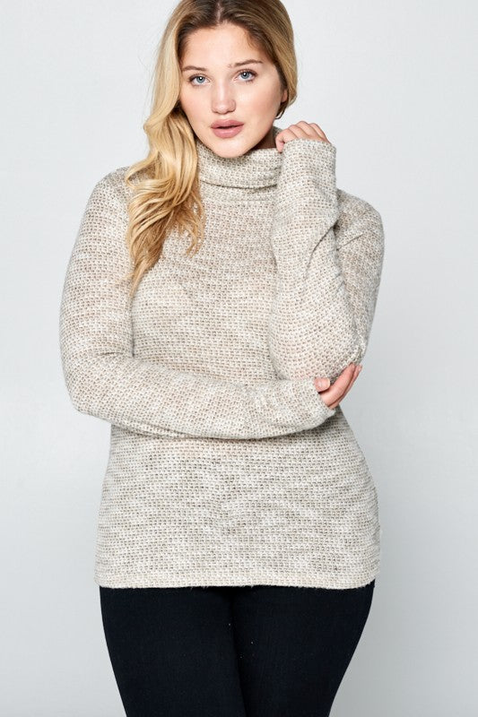 LONG SLEEVE KNIT TURTLENECK TOP