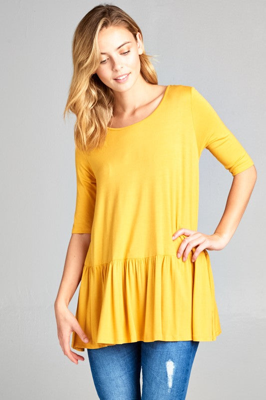 SOLID BABY DOLL TUNIC TOP