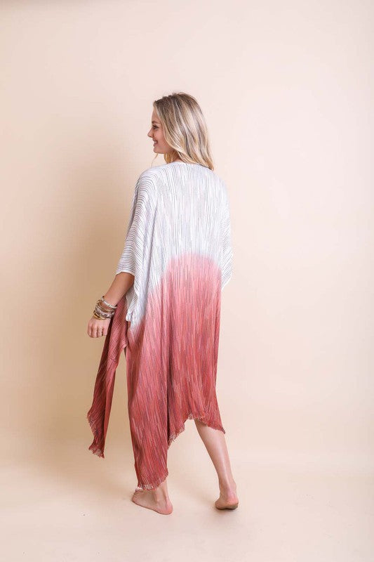 Ombre Vertical Multicolor Stitched Kimono