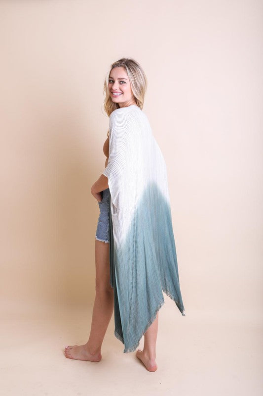 Ombre Vertical Multicolor Stitched Kimono