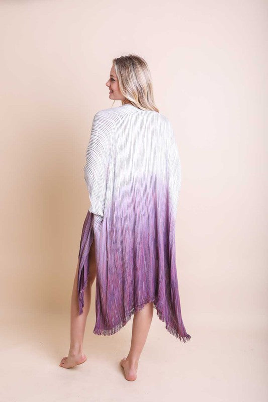 Ombre Vertical Multicolor Stitched Kimono