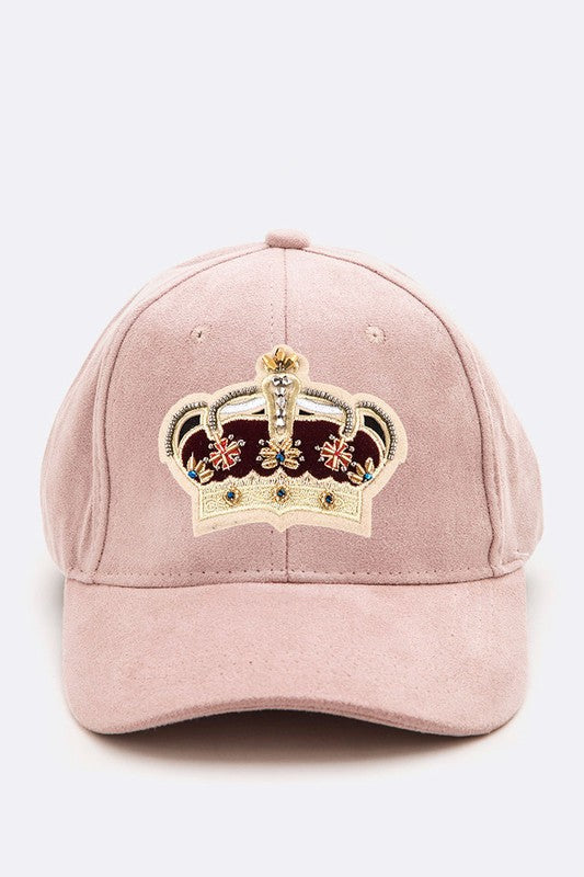 Royal Crown Patched Suede Cap