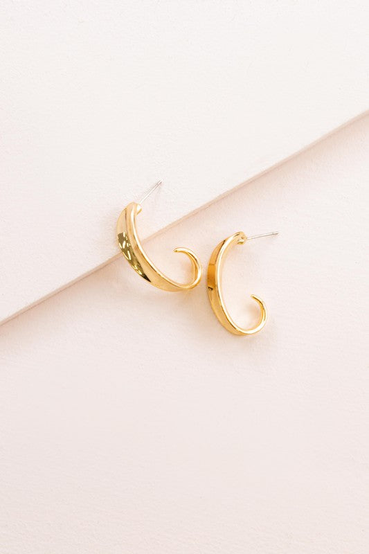 Curved Hoop Post Earrings