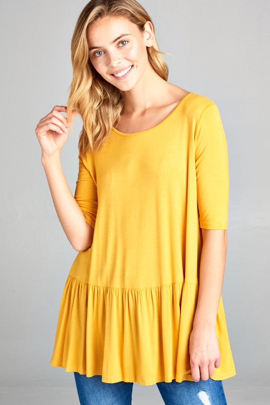 SOLID BABY DOLL TUNIC TOP