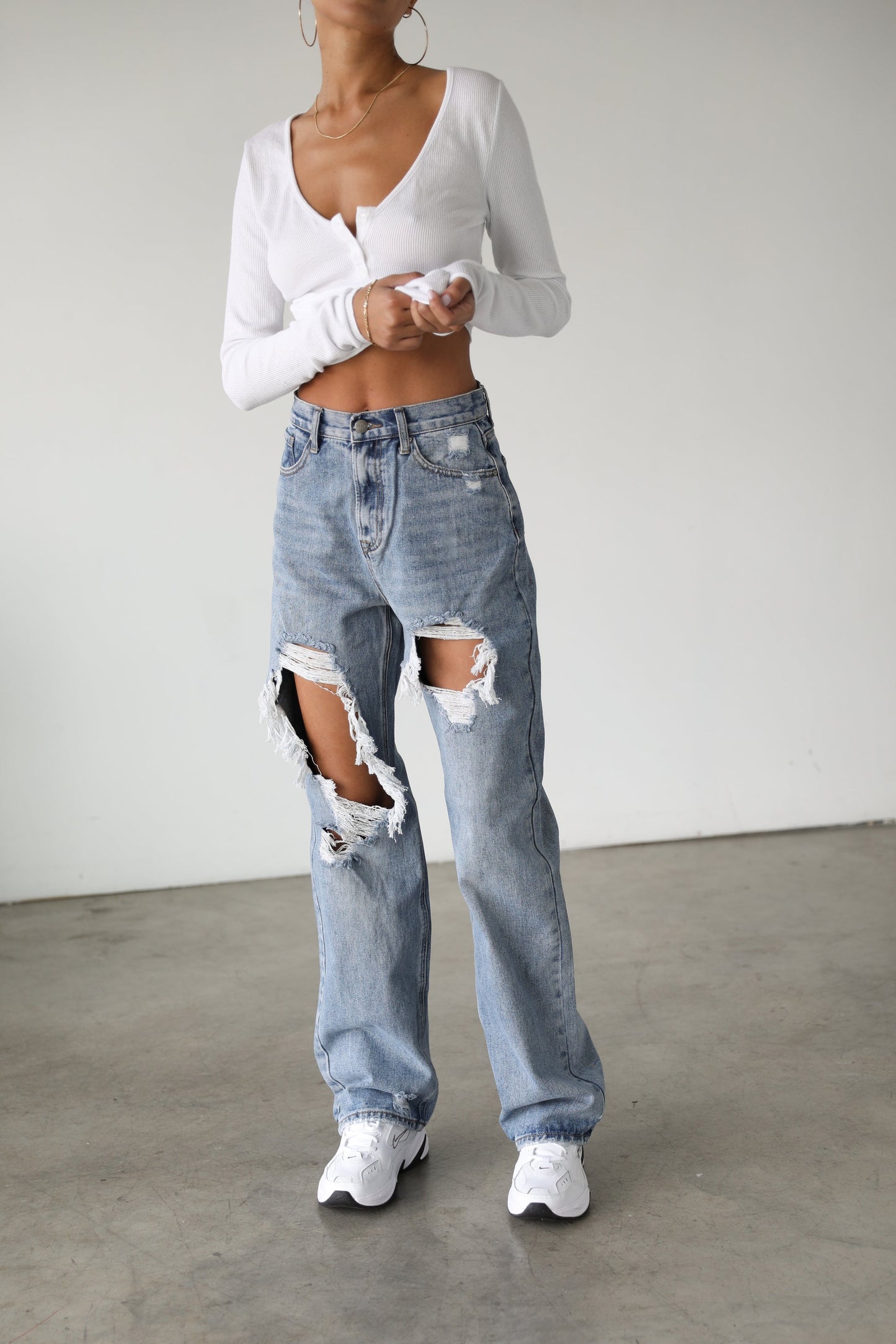 High Rise Straight Wide Leg Denim Jeans- 7112