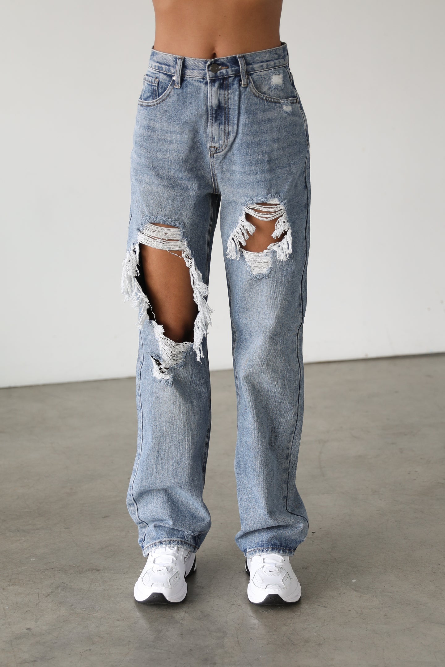 High Rise Straight Wide Leg Denim Jeans- 7112