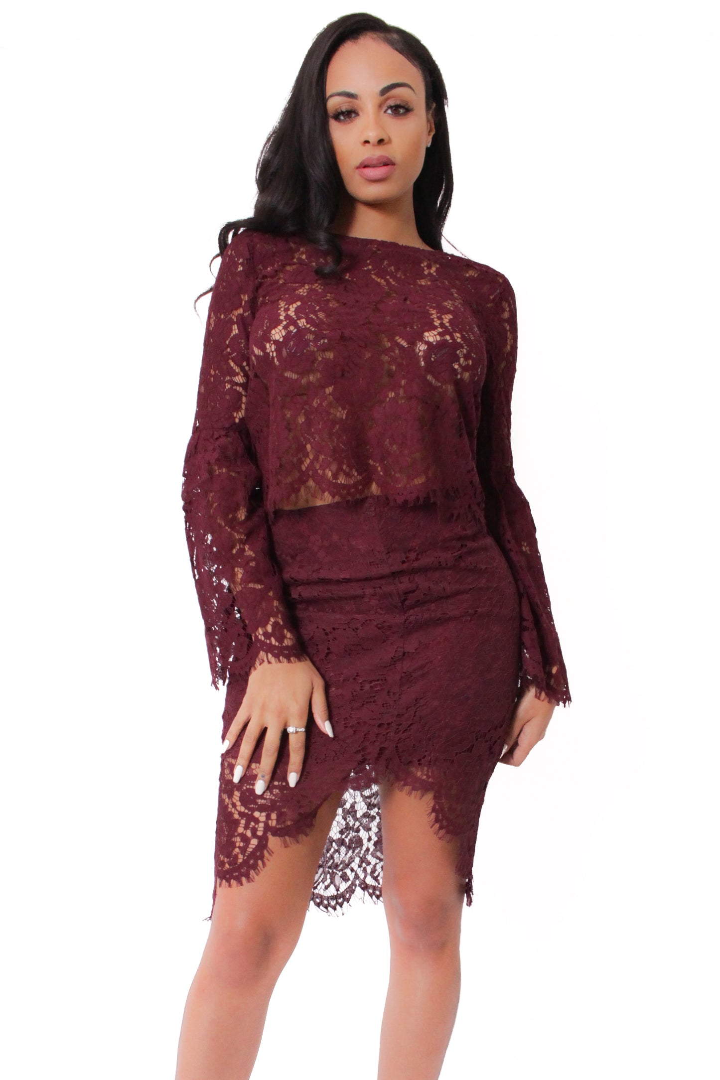 Laced Top & Skirt Set