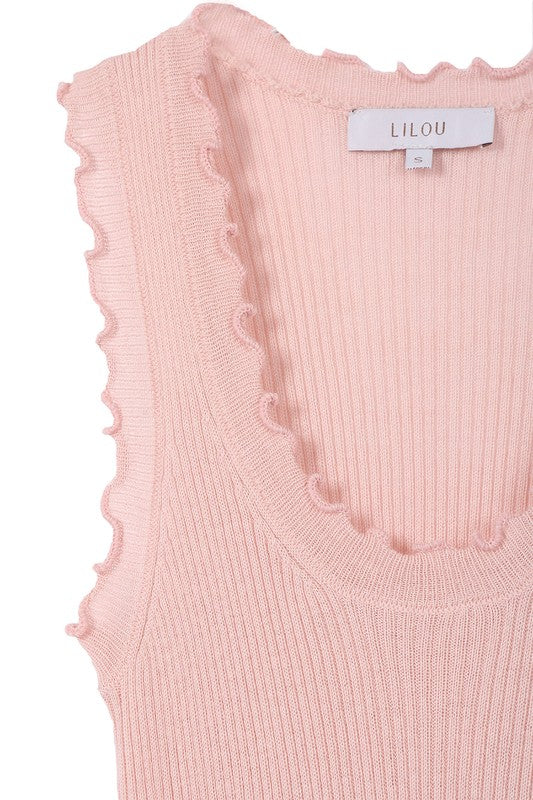 SL ruffled rib pullover top