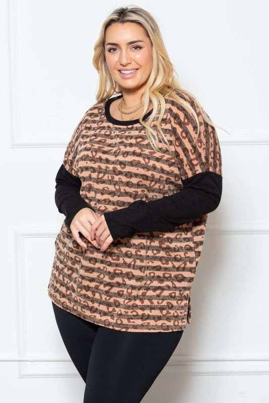 STRIPED ANIMAL PRINT LONG SLEEVE