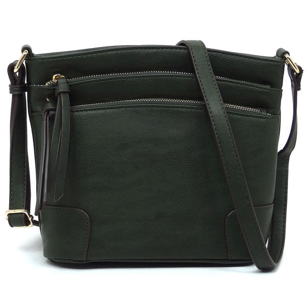 Fashion Multi Zip Pocket Crossbody Bag