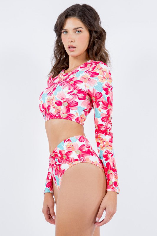 TWO PIECE FLORAL PRINTS LONG SELEEVES