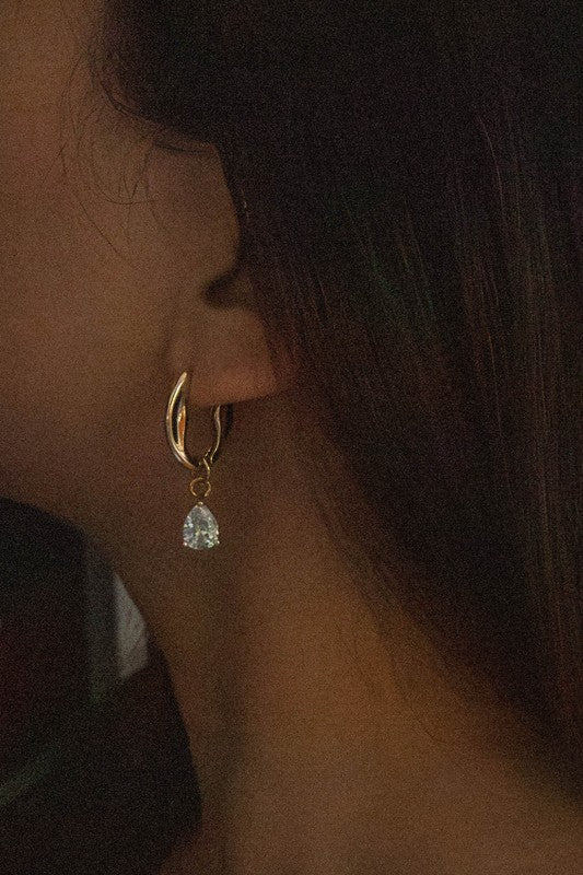 Crystal Tear Hoop Earrings