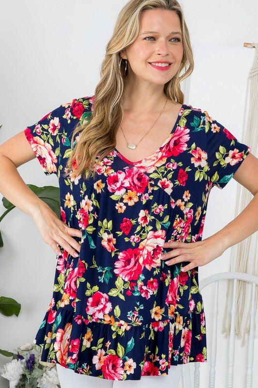 ALLOVER FLORAL PRINT BABYDOLL TOP