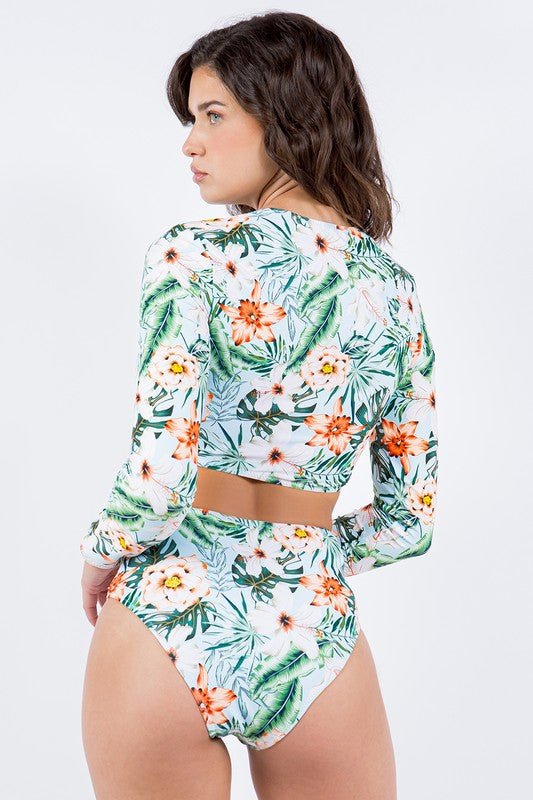 TWO PIECE FLORAL PRINTS LONG SELEEVES