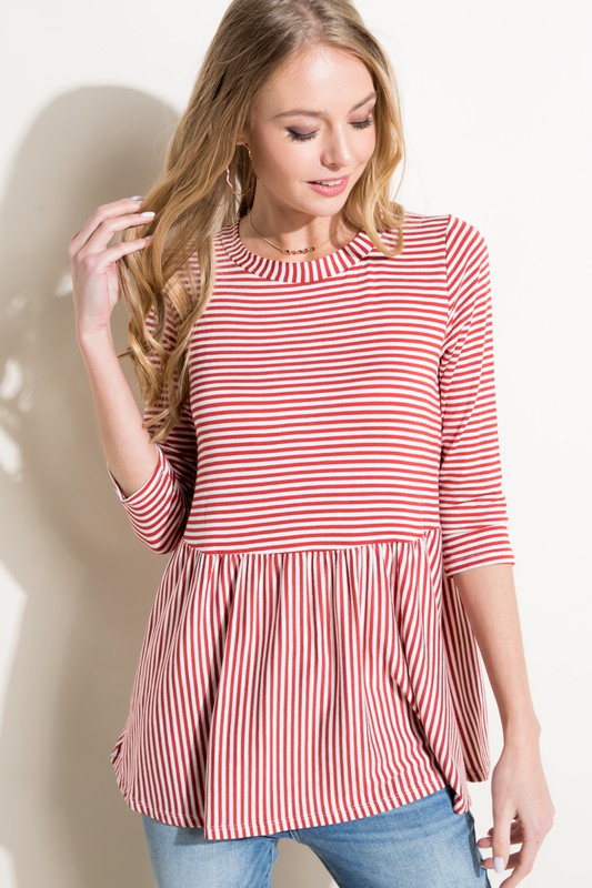 PIN STRIPE TUNIC BABYDOLL TOP