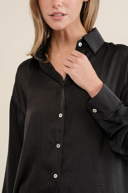 LIGHT SATIN BUTTON DOWN SHIRT