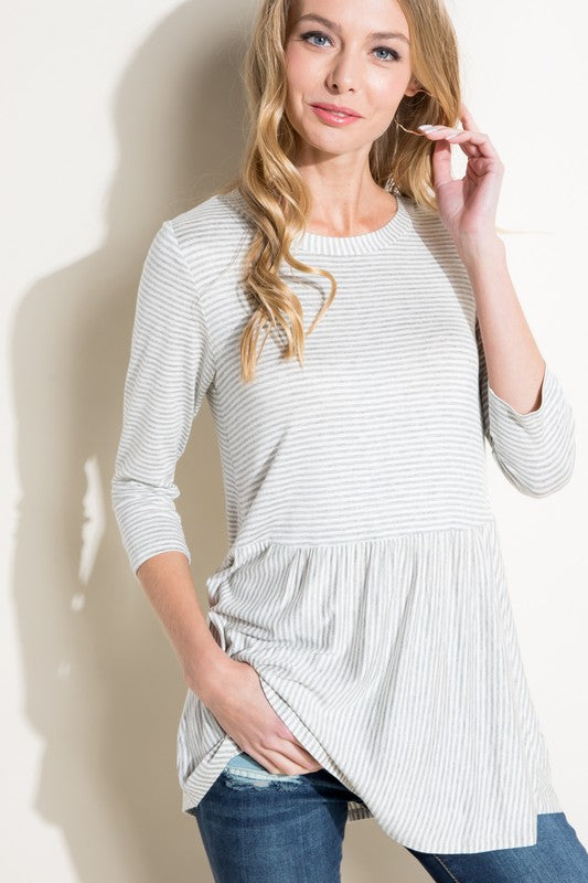 PIN STRIPE TUNIC BABYDOLL TOP